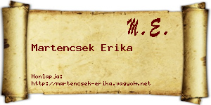 Martencsek Erika névjegykártya